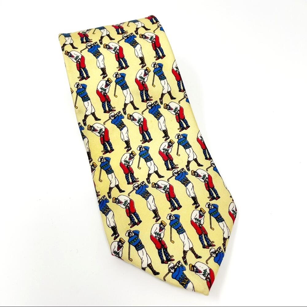 RARE 100% Silk Made in USA Van Heusen 417 Golf Tie Vintage Country Club Preppy